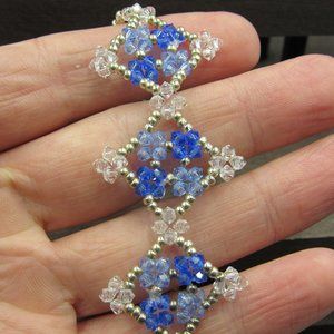 8" Sterling Silver Crystal Diamond Pattern Bracelet Vintage